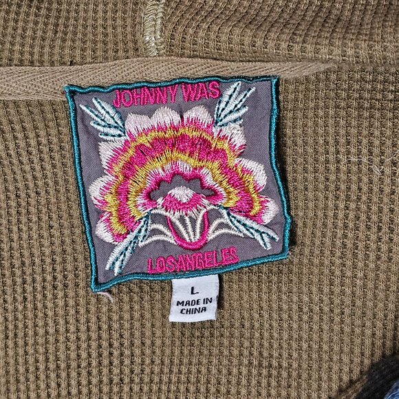 Johnny Was Eleni Thermal Top Size Large Camo Embroidered Camo Hooded Pullover - Picture 5 of 13